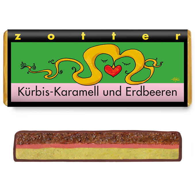 Kürbis-Karamell und Erdbeeren