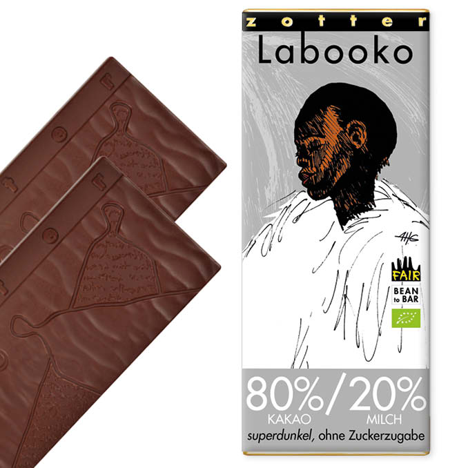 Image of 80%/20% Kakao-Milch-Tafel, superdunkel, ohne Zuckerzugabe